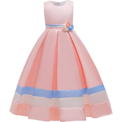 Summer Kids Princess Dress Girls Flower Embroidery Dress For Girls Vintage Wedding Party Formal Ball Gown Children Clothing