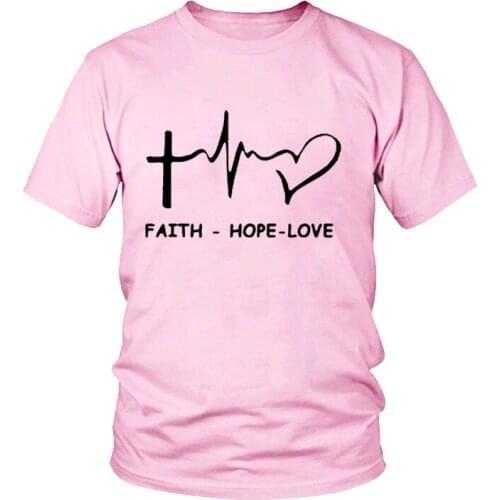 Love Christian Women T-Shirt Summer Short Sleeve Faith Hope Love T Shirt O-Neck Casual Ladies Tee Valentine Tops