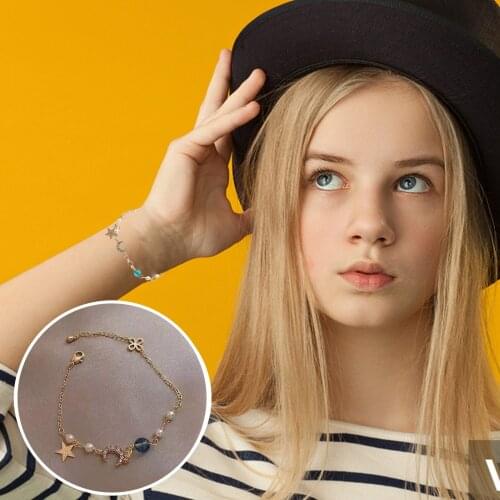 Bracelet Cute Girl Moon Star Sweet Zircon Small Best Friend Bracelet Stars And Moon Fashion Simple Girl Bracelet All-match