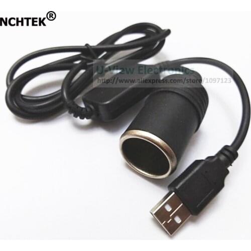 NCHTEK USB 2.0 A Male to Car Cigarette Lighter Female Plug Power Connector Cord/Cable About 1M/Free Shipping/10PCS