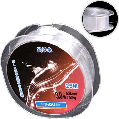 KoKossi Nylon 25M Fishing Line Wear-Resistant Fishing Line Monofilament Fishing Line Super Invisible Line Strong Fishing Line