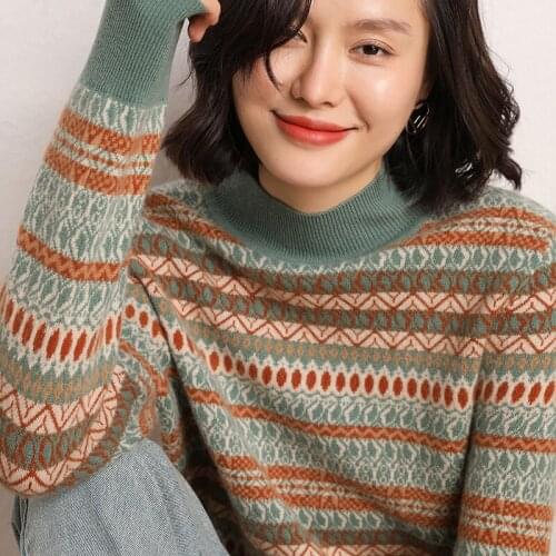 New Arrival Hot Sale Women Print 100% Sweaters Fashion Thick O-Neck Cashmere Knitting Soft Jumpers Female High Quanlity Pullover