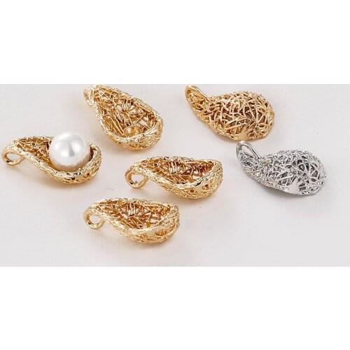 4PCS Creative Design Birds Nest Pendant 14k Real Gold Plated Charms for Jewelry Making Diy Earrings Supplies Brass Accessories