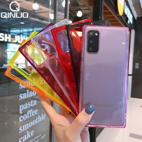 Shockproof Square Cases For Samsung Galaxy S20 Ultra S9 S10 Plus A50 A70 A30S A20 A10 S10E Soft Silicone Clear Candy Color Cover