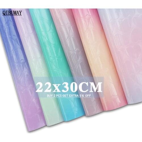 QIBUMAY New Arrival Rainbow Faux Leather Sheets Cute Hearts Vinyl Fabric Handmade Crafts Decoration DIY Hairbow Bags Accessories