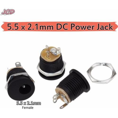 JCD 5.5-2.1 / 5.5 x 2.1mm DC Power Socket/ DC Connector Panel Mounting 2.1mm x 5.5mm Female Socket Panel Mount Jack DC Adapter