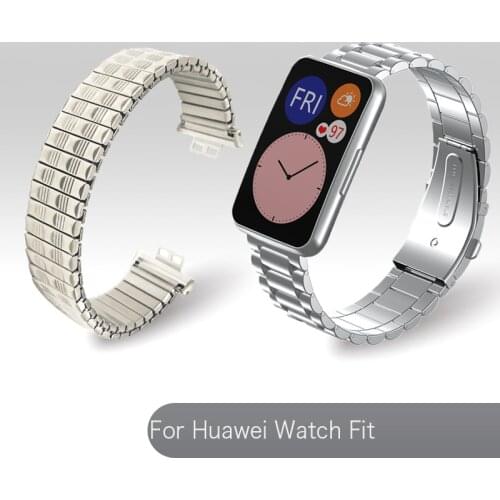 For Huawei Watch Fit Watch Band Elastic Solo Loop Watchband Metal Stainless Steel Replacement Strap Women Men Classic Bracelet