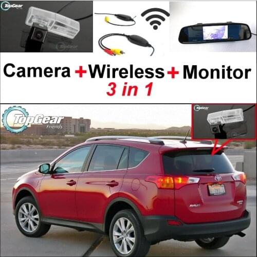 3 in1 Special Rear View Camera + Wireless Receiver + Mirror Monitor Easy DIY Parking System For TOYOTA RAV4 2013~2015