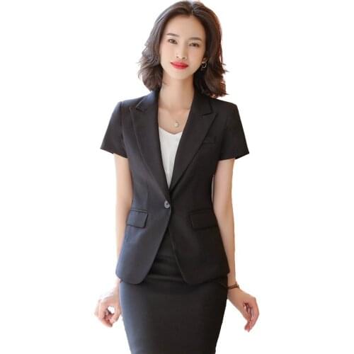 Spring Womens Suits Blazer With Pants Black Formal Fashion Black Gray Business 2 Piece Set Skirt Suit