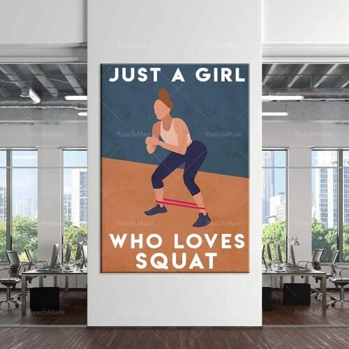 Bodybuilding exercise gym is just a girl who likes squats poster wall art print home life decoration poster