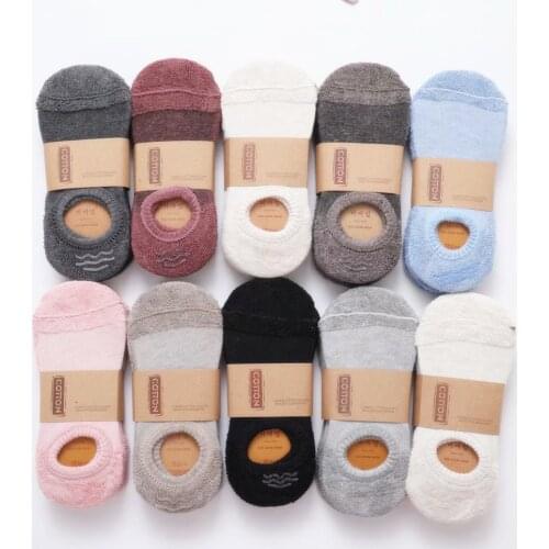 Womens Thick Short Socks Autumn Solid Color Socks Male for Sneakers Invisible Towel Winter Socks Short Tube Silicone Non-slip