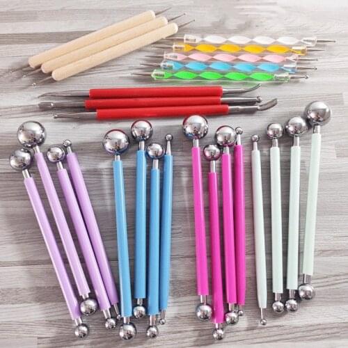 1 Set Professional Playdough Tool Sculpture Tools DIY Stainless Steel Polymer Clay Emboss Dot Shape Tool Toys For Clay Carving