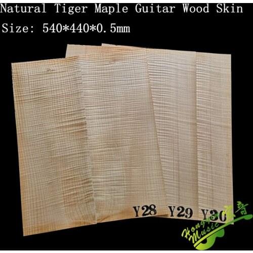 3PCS Wood color tiger skin pattern maple guitar veneer, maple veneer guitar making material accessories 550*440*0.5mm