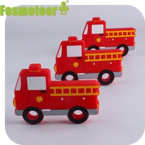Fosmeteor 1pcs Fire Truck Silicone Teether Food Grade BPA-Free Baby Teeth Care Teething Chewing Molar Soft Toy
