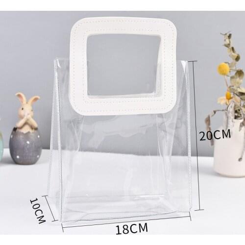 1PCS Transparent PVC Handbag Gift packaging Bags with hand loop for Candy cosmetics Bridesmaid wedding Souvenir Wrapper Supplies