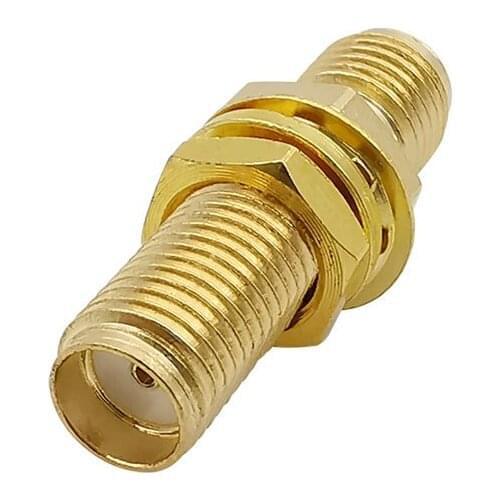 1Pcs RF Adapter SMA Female to SMA Female Bulkhead Straight Panel Mount With Nut O-Ring Coaxial SMA Connector Brass