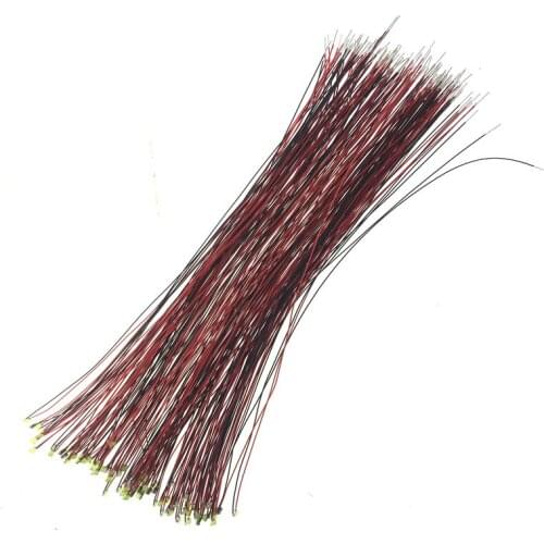 100pcs 0805 Cool White SMD 3v Model Train HO N OO Scale Pre-soldered Micro Litz Wired LED Leads Wires 30cm