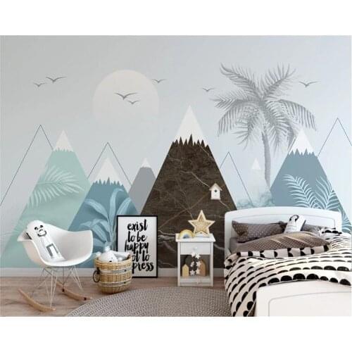 Beibehang Custom wallpaper geometric triangle tropical plants living room bedroom background wall decoration mural 3d wallpaper