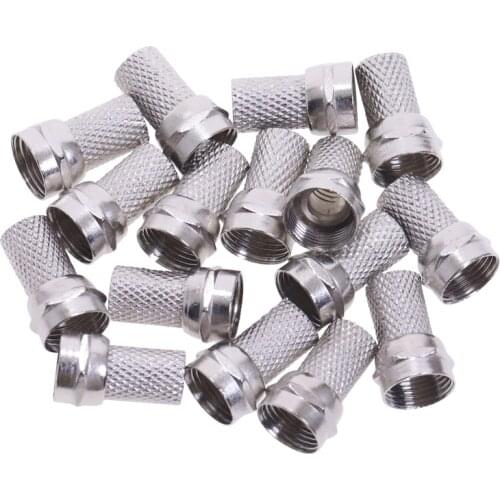 50Pcs 75-5 F Plug Connector Screw On Type For RG6 Satellite TV Antenna Coax Cable Twist-on