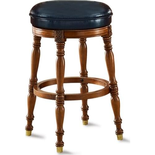 American Bar Chair Light Luxury Solid Wood European Back Bar Stool Northern European Household Modern Simple High Stool