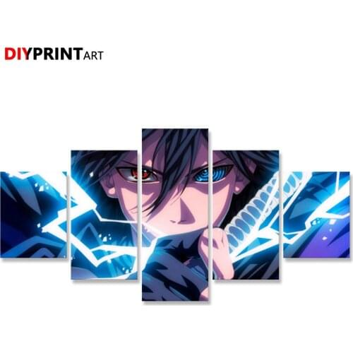 Anime Boy Sasuke Uchiha 5 Panels Wall Art Canvas Painting Wall Pictures for Bedroom Livingroom A2062