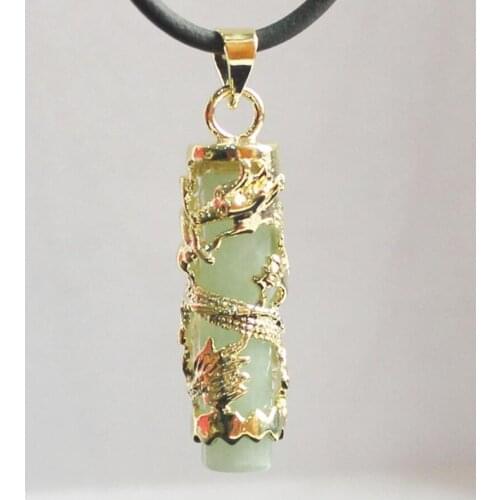 Free Shipping Wholesale/retail special Chinese style natural jade 18K Dragon Pendants Necklace