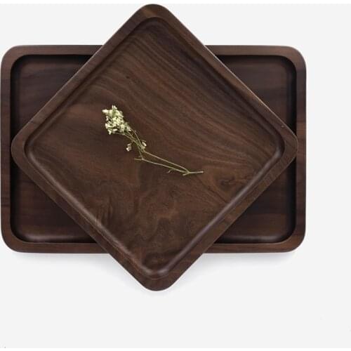 Solid wood tray black walnut natural wood plates tray Kitchen dinnerware household gadgets Wood Dish plates no joint