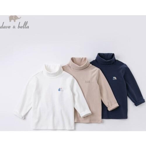 DKX16272 dave bella autumn 5Y-13Y kids clothes children fashion cartoon print T-shirt unisex high quality fashion tees