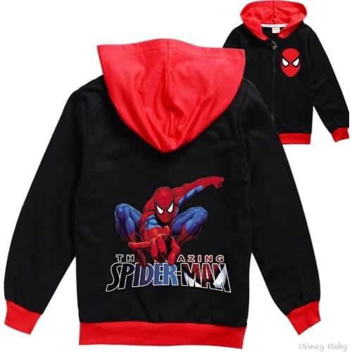 Disney SpiderMan Children baby hooded sportswear anime boys and girls thin jacket childrens sportswear