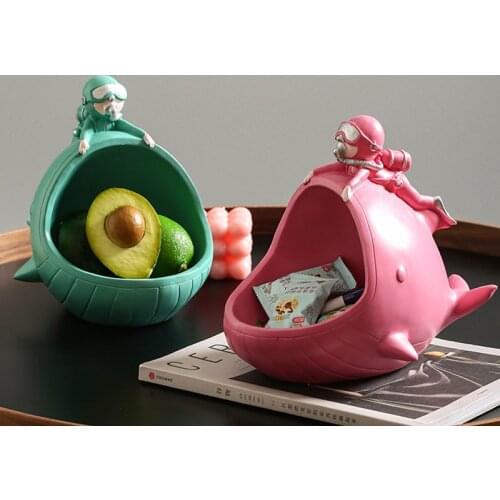 Diver and Whale Storage Ornaments Resin Sugar Bowl Snack Can Candy Jar Dresser Tabletop Jewelry Organizer Home Decoration Modern