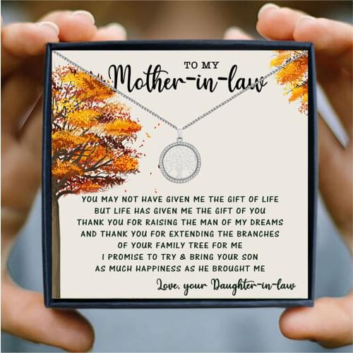 To My Mother-in-law Pendant Necklace Family Tree of Life Necklace Jewelry Gift Ideas from Daughter-in-law