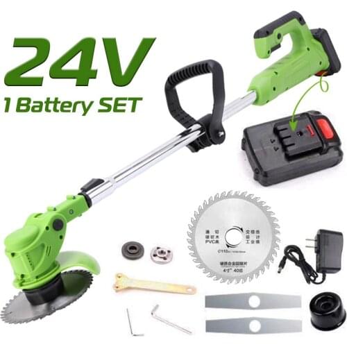110V-240V 24V Electric Lawn Mower with 3000mAh Li-ion Battery Cordless Grass Trimmer Auto Release String Cutter EU Plug