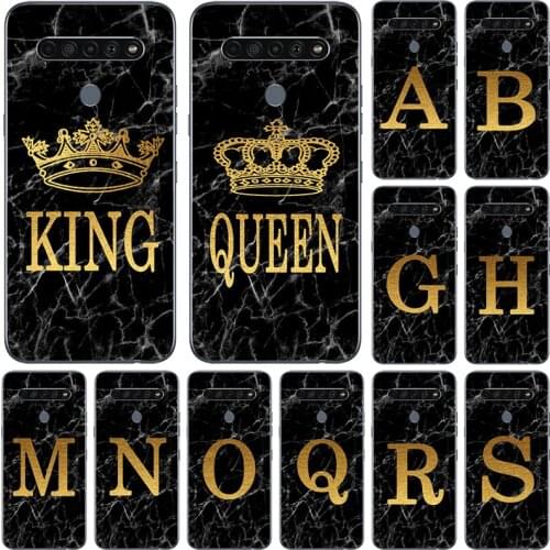 Phone Case For LG K51S K41S K50S K40S K50 Q60 K40 K30 K20 2019 2020 Marble Golden alphabet background Soft Print Cover