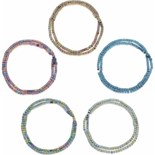 Natural Stone Hematite Beads 5colors Matt Square shape 3*3mm 141Pcs beads for DIY Necklace Bracelet Jewelry Making Accessories