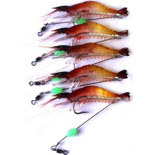 8cm Luminous Plastic Simulation Soft Shrimp Fake Lure Faux Bait Fishing Tackle Wobbler Artificial Plastic Hard Bait Fishing Tool