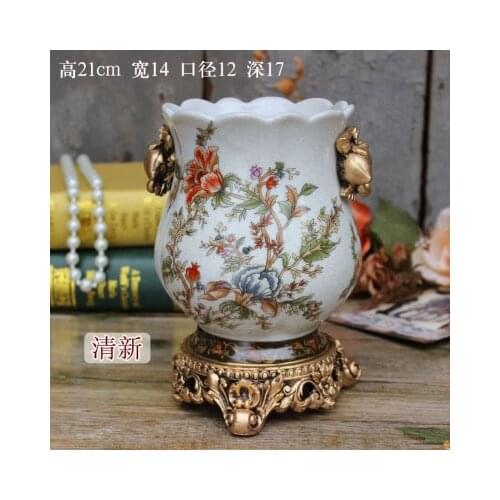 Ceramic vase European style retro home ornament table creative ornament American style vase handicraft simulation flower device