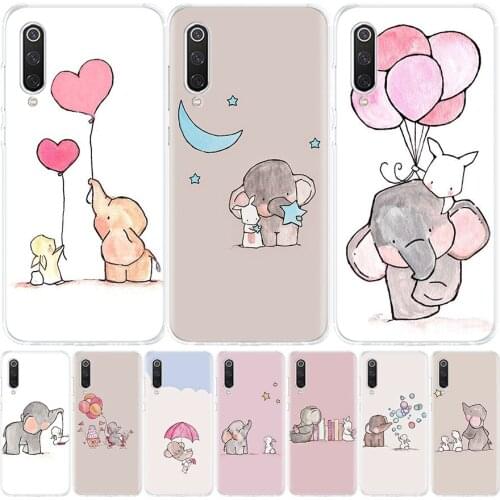 Cute Elephant and rabbit Cartoon Phone Case For Xiaomi Mi Note 10 11 9 8 10T 9T CC9 A1 A2 A3 Poco F1 X3 F2 Pro Lite 5X 6X Cover