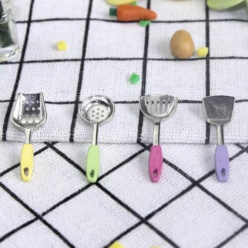 4pcs/set Miniature Dollhouse 1/12 Scale Utensils Spatula Miin Cooking for Blyth Bjd Doll House Kitchen Furniture Accessories