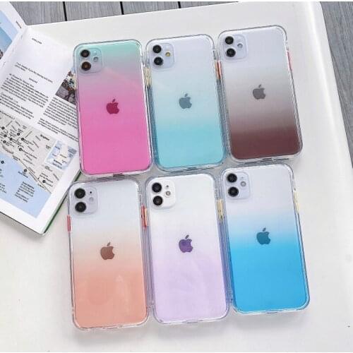 Fashion luxury candy color gradient transparent phone case For iphone 12 Mini 11 pro max SE XS max XR X 7 8 plus Rainbow cover