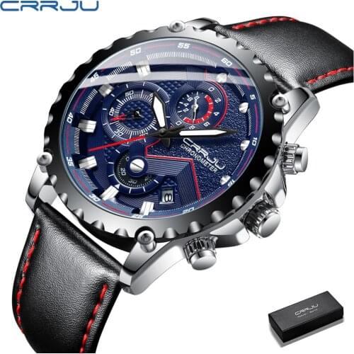 CRRJU New Men Watches Top Luxury Brand Fashion Sport Waterproof Chronograph Male Stainless Steel Wristwatch Relogio Masculino