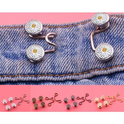 DIY Invisible Adjust Button Metal Jeans Waist Removable Buckle No Nails Waist Button Detachable Button Waist Adjustment Button