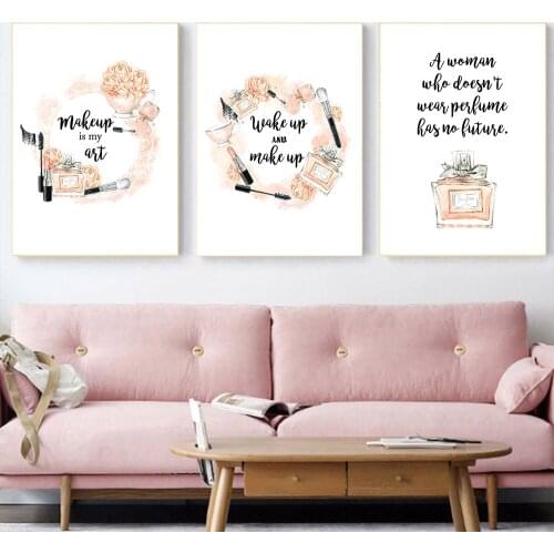 Perfume Make Up Poster Beauty Fashion Quote Wall Art Print Eyelash Lipstick Pictures Canvas Painting Bedroom Home Decor
