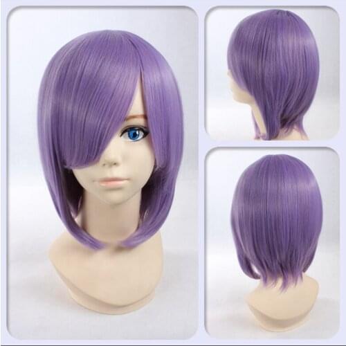 Anime Suzumiya Haruhi No Yuuutsu Nagato Yuki cosplay wig short purple Synthetic Hair + free Wig Cap