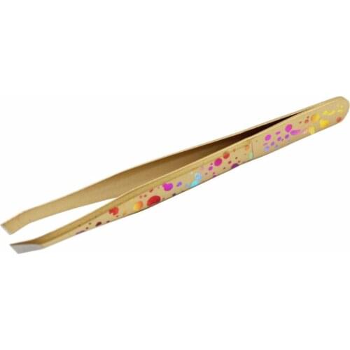 High Quality Stainless Steel Golden Eyebrow Tweezers Professional Slant Tip Edge Hair Remover Beauty Makeup Tool New Design