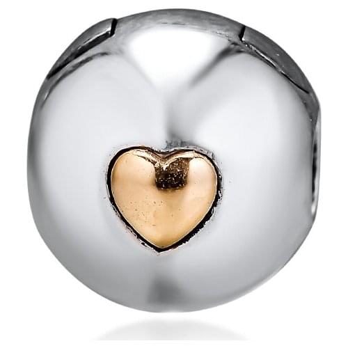 Charms 925 Silver Original Fit Pandora Bracelets Sterling Silver Heart Print Clip Charm Beads for diy Women Jewelry