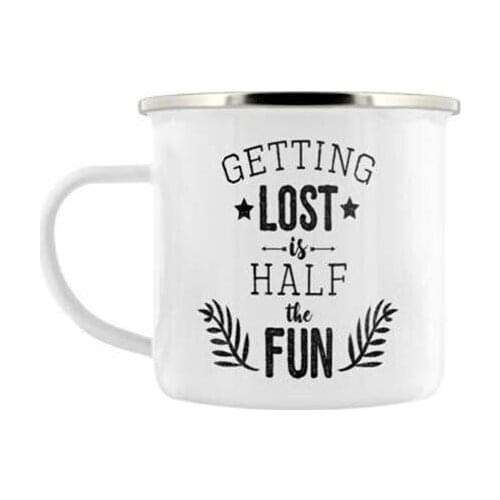 Stainless Steel Camping Coffee Mug Gift Getting Lost Is Half The Fun Enamel Birthday Christmas Outdoors Metal Enamel Campfire