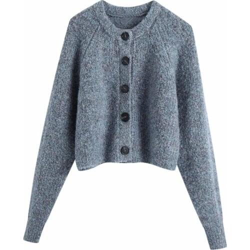 PUWD Casual Woman Loose Grey Blue Knitted Cardigan 2020 Fashion Ladies Autumn Soft Long Sleeve Sweater Female Elegant Warm Coats