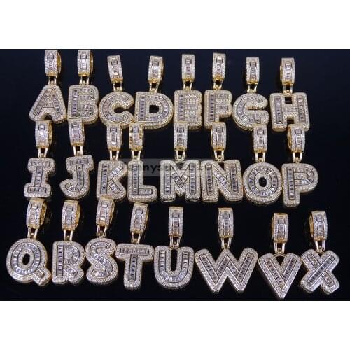 Clear Zircon Gems Stones Pave Alphabet Letter Pendant Connector Charm Beads Gold 5Pcs/Pack