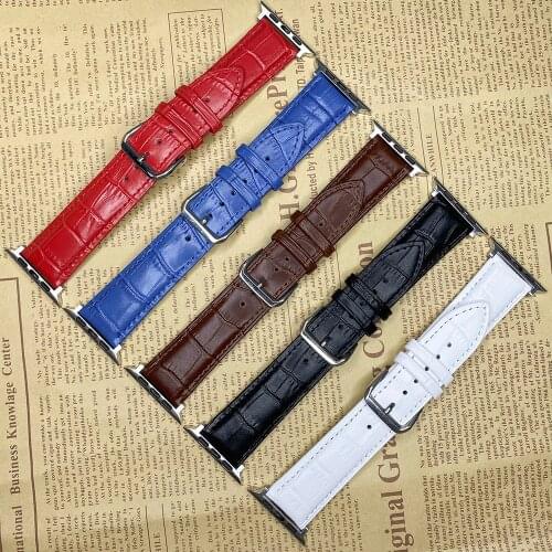 Gennuine Leather Watch Band for Apple Watch 38mm 42mm 40mm 44mm Sport Strap for iWatch Series 6 5 4/3/2/1 Wristband Deep Blue