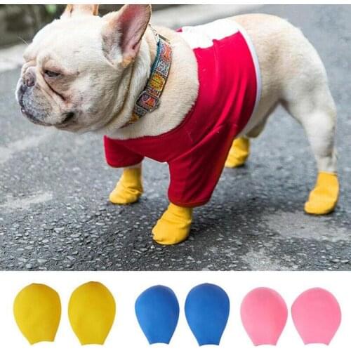 4Pcs Dog Rain Shoes Waterproof Rubber Pets Boots Socks Soft Non Slip Outdoor Puppies Shoes Footwear Supplies